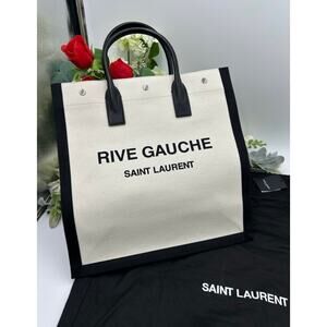 Saint Laurent RIVE GAUCHE canvas/leather tote bag made in Italy NWT